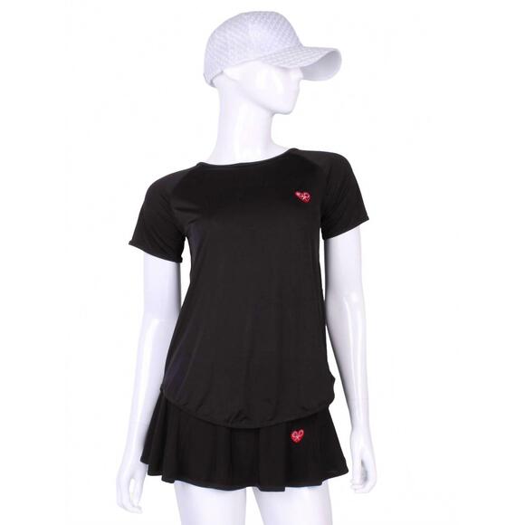 LOVE LOVE TENNIS Tops - NEW LOVE LOVE TENNIS women's tie back short sleeve tee in black